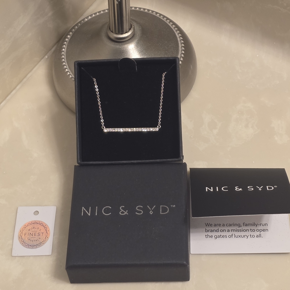 Nic & Syd Silver and Swarovski Crystal Bar Necklace
